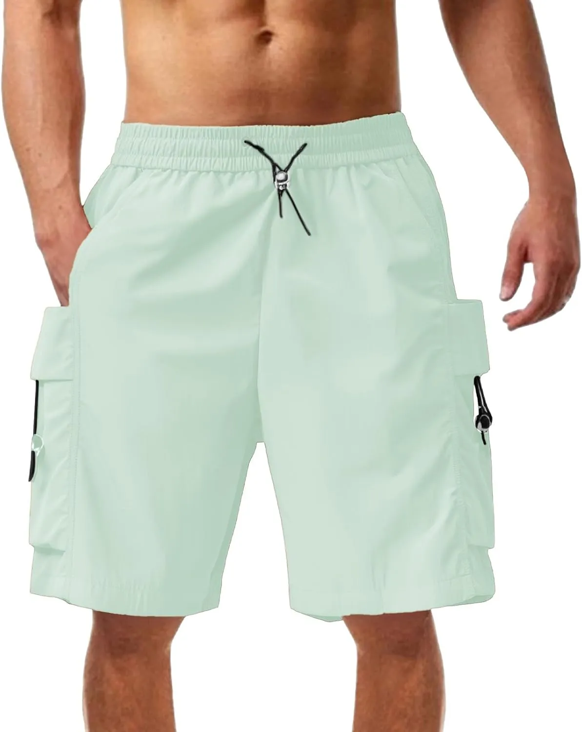 Cargo Shorts for Mens Elastic Waist Drawstring Casual Pants Loose Fit Comfy Summer SweatShorts with Multi Pocket 2025