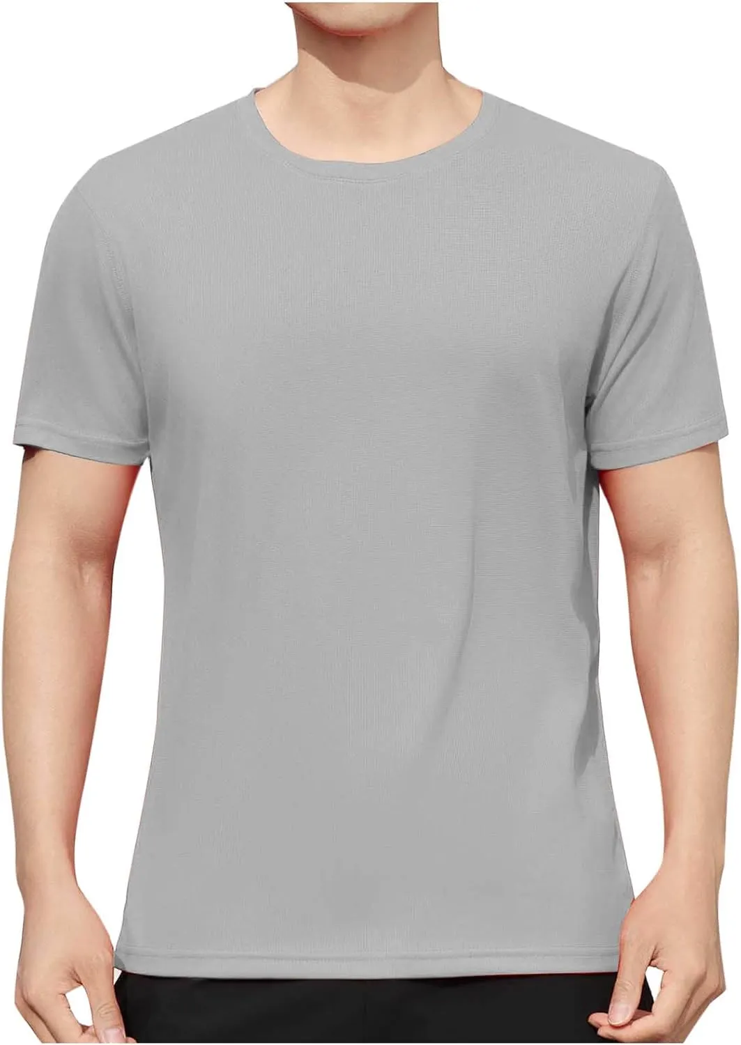 Casual Athletic T-Shirt for Men Solid-Color Short Sleeve Crewneck Summer Tops Workout Lightweight Breathable Tees