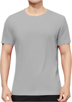 Casual Athletic T-Shirt for Men Solid-Color Short Sleeve Crewneck Summer Tops Workout Lightweight Breathable Tees