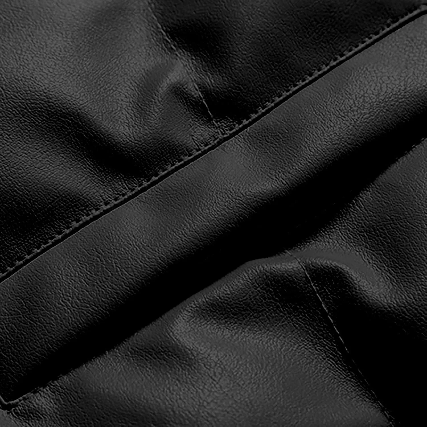 Casual Faux Leather Puffer Bomber Jacket for Men Oversized Loose Sherpa Lined Collar Full Zip Quilted Jacket Winter Down Coat