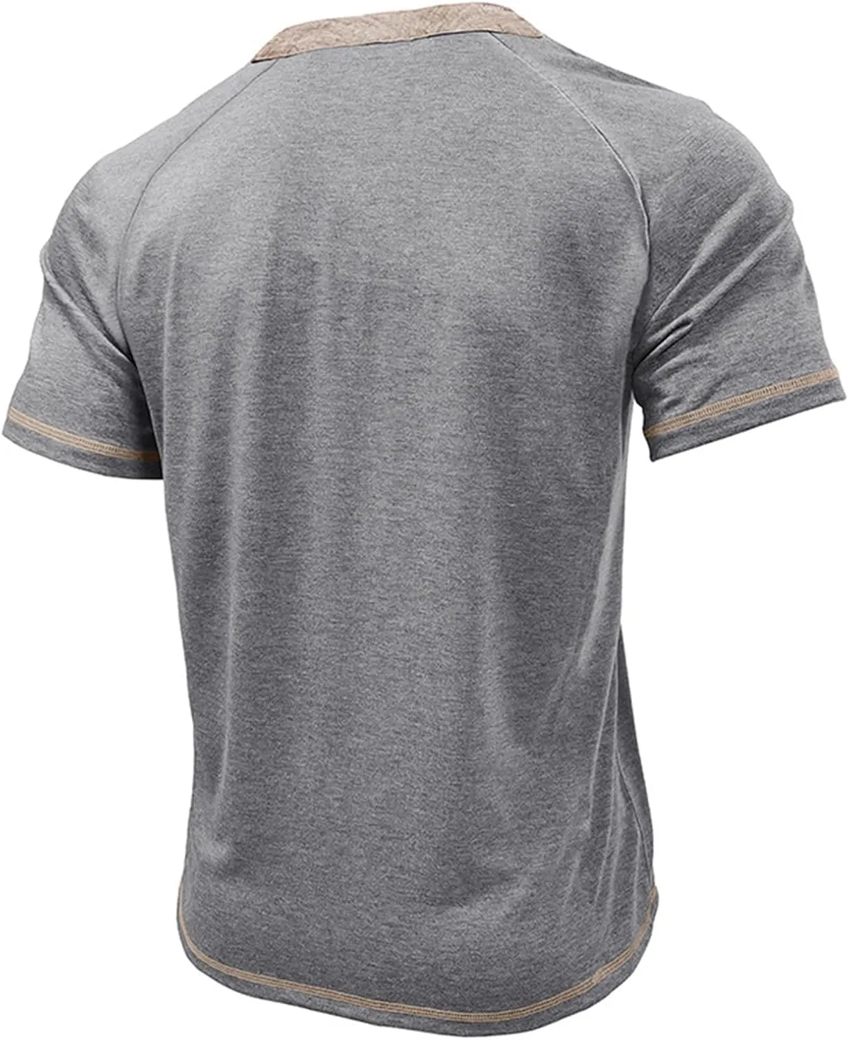 Casual Henley Shirts for Men Classic Button Up Cotton Short Sleeve T-Shirt Summer Basic Solid Lightweight Tees Tops