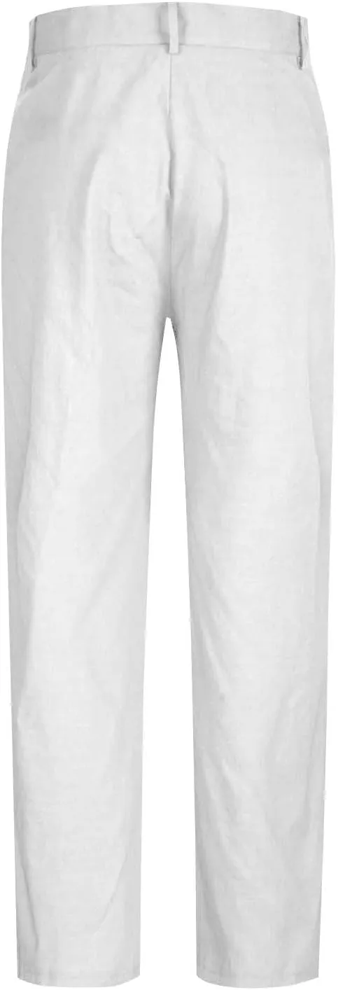 Casual Loose Fit Linen Pants for Men Loose Fit Straight-Legs Yoga Beach Trousers with Pocket Summer Plain Beach Pant