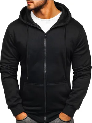 Casual Zip Up Hooded Sweatshirts for Men Fall Winter Drawstring Loose Solid Color Workout Gym Outdoor Hoodie Jackets