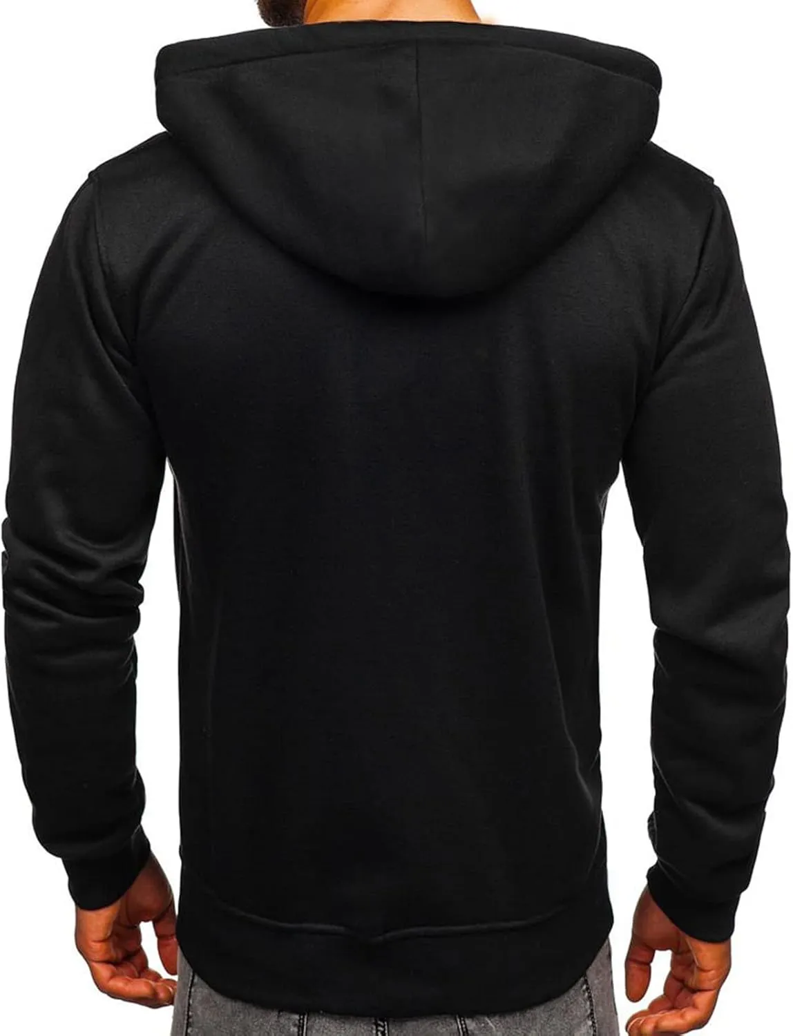 Casual Zip Up Hooded Sweatshirts for Men Fall Winter Drawstring Loose Solid Color Workout Gym Outdoor Hoodie Jackets