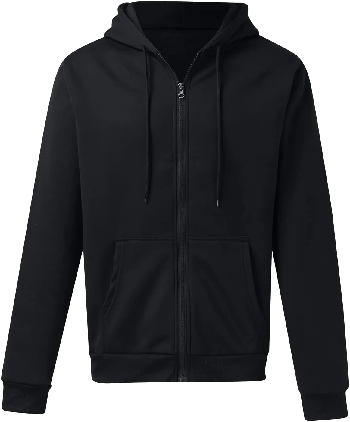 Casual Zip Up Hooded Sweatshirts for Men Fall Winter Drawstring Loose Solid Color Workout Gym Outdoor Hoodie Jackets