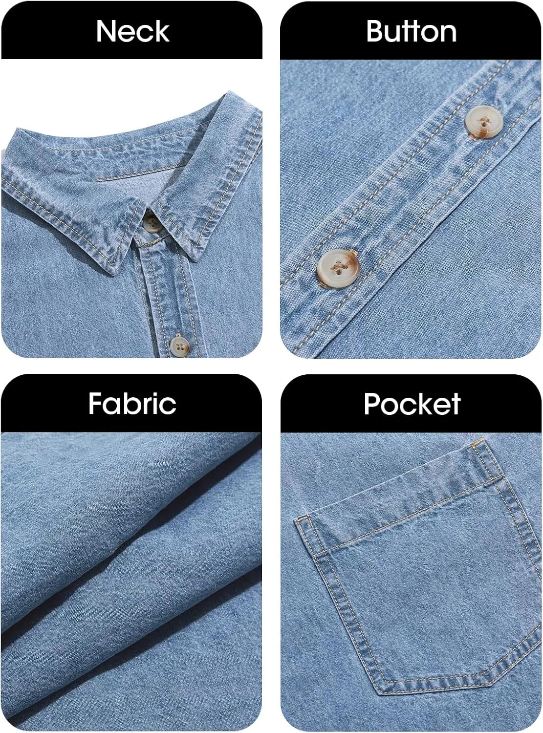 Cicy Bell Womens Oversized Denim Shirts Jackets Button Down Curved Hem Long Sleeve Jean Tops Shackets