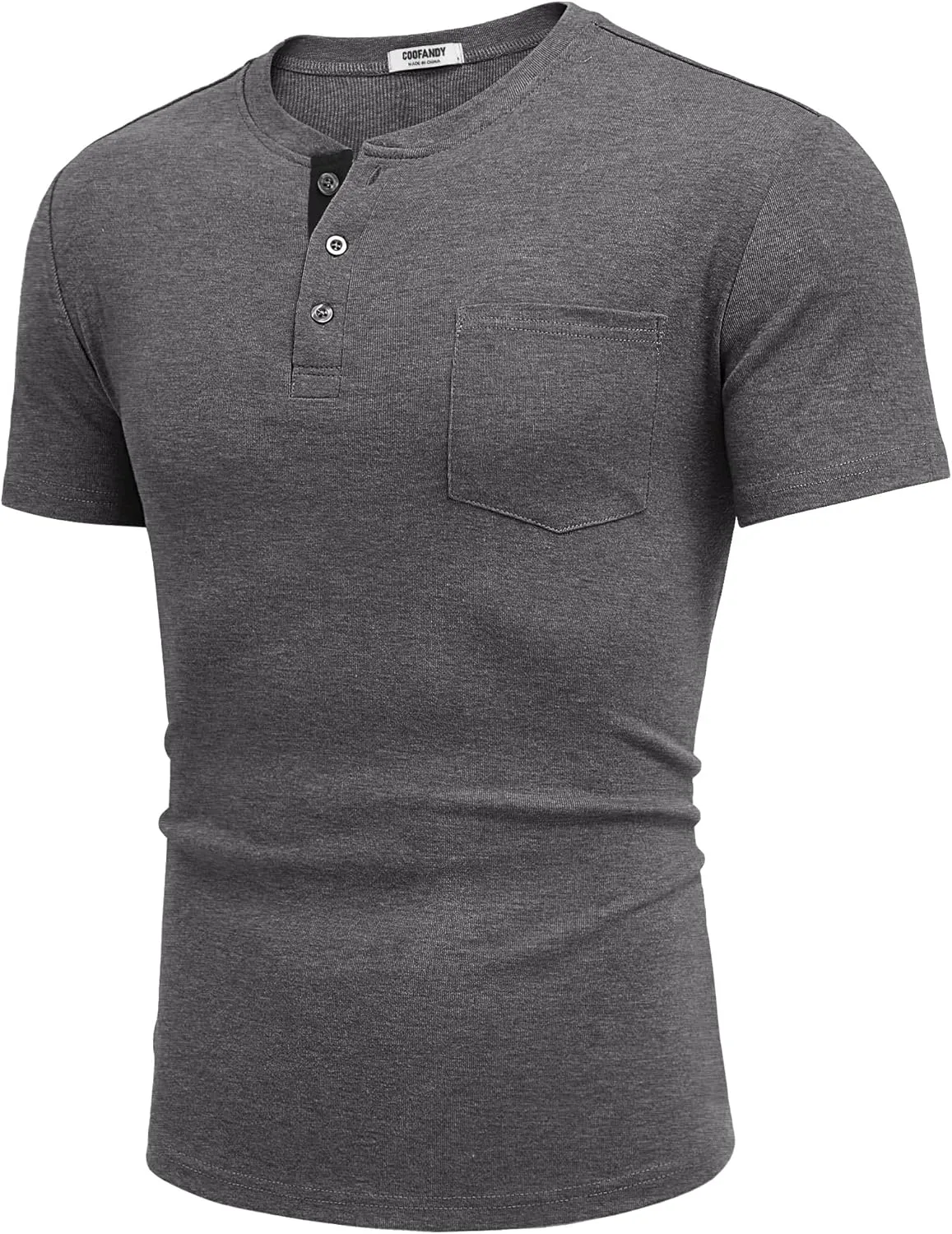 COOFANDY Men Casual Henley Shirt Short Sleeve Summer Basic T Shirt Pocket Soild Button Tee Top
