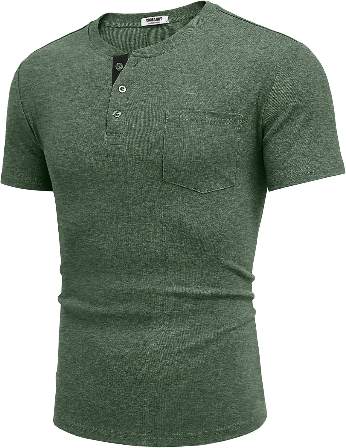 COOFANDY Men Casual Henley Shirt Short Sleeve Summer Basic T Shirt Pocket Soild Button Tee Top