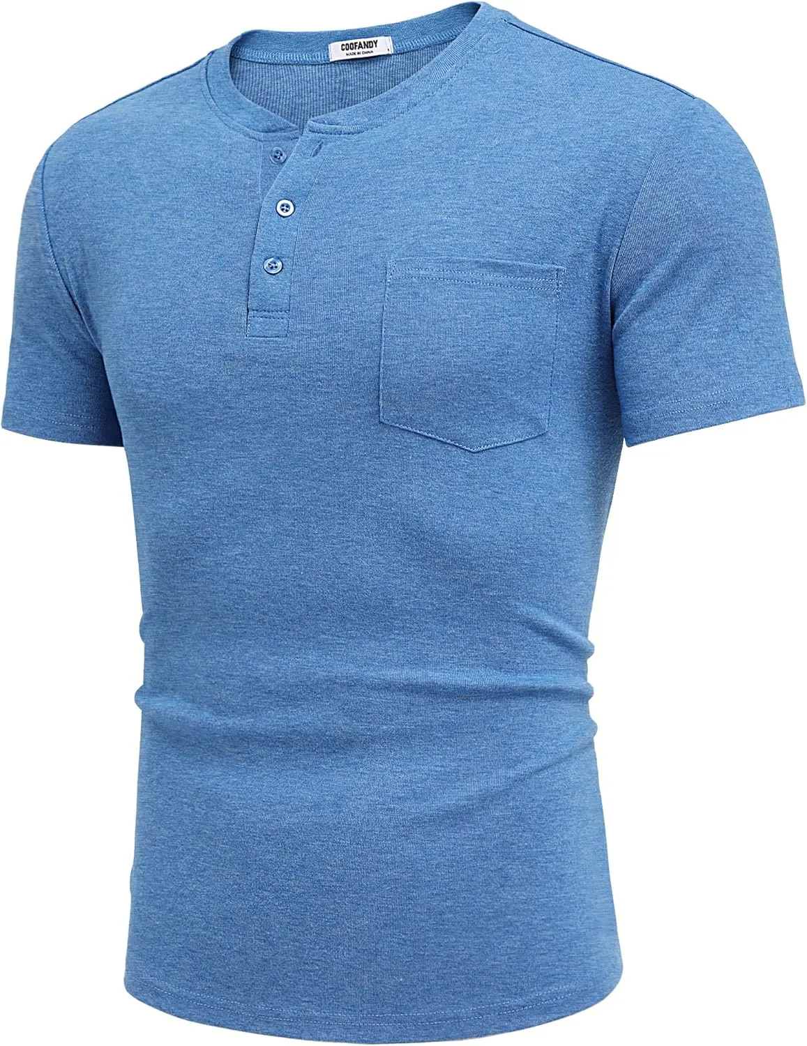 COOFANDY Men Casual Henley Shirt Short Sleeve Summer Basic T Shirt Pocket Soild Button Tee Top