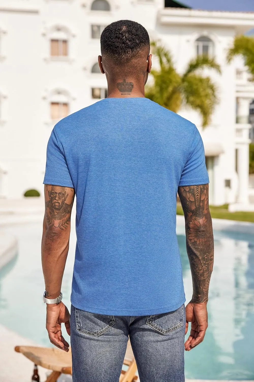 COOFANDY Men Casual Henley Shirt Short Sleeve Summer Basic T Shirt Pocket Soild Button Tee Top