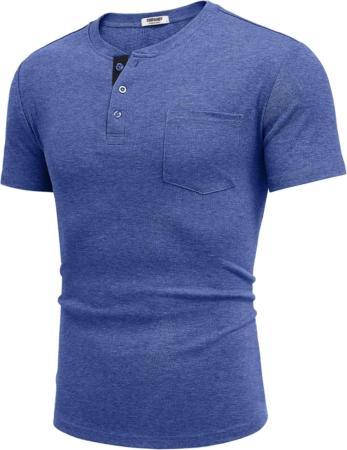COOFANDY Men Casual Henley Shirt Short Sleeve Summer Basic T Shirt Pocket Soild Button Tee Top
