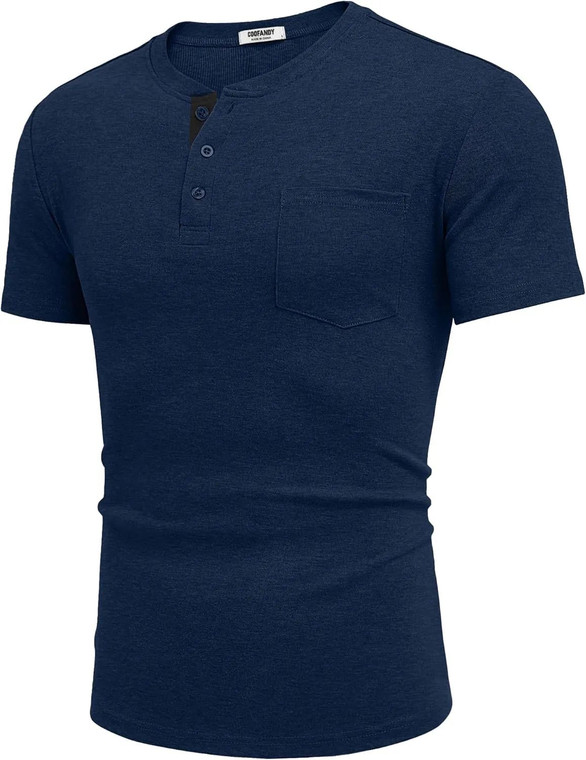 COOFANDY Men Casual Henley Shirt Short Sleeve Summer Basic T Shirt Pocket Soild Button Tee Top