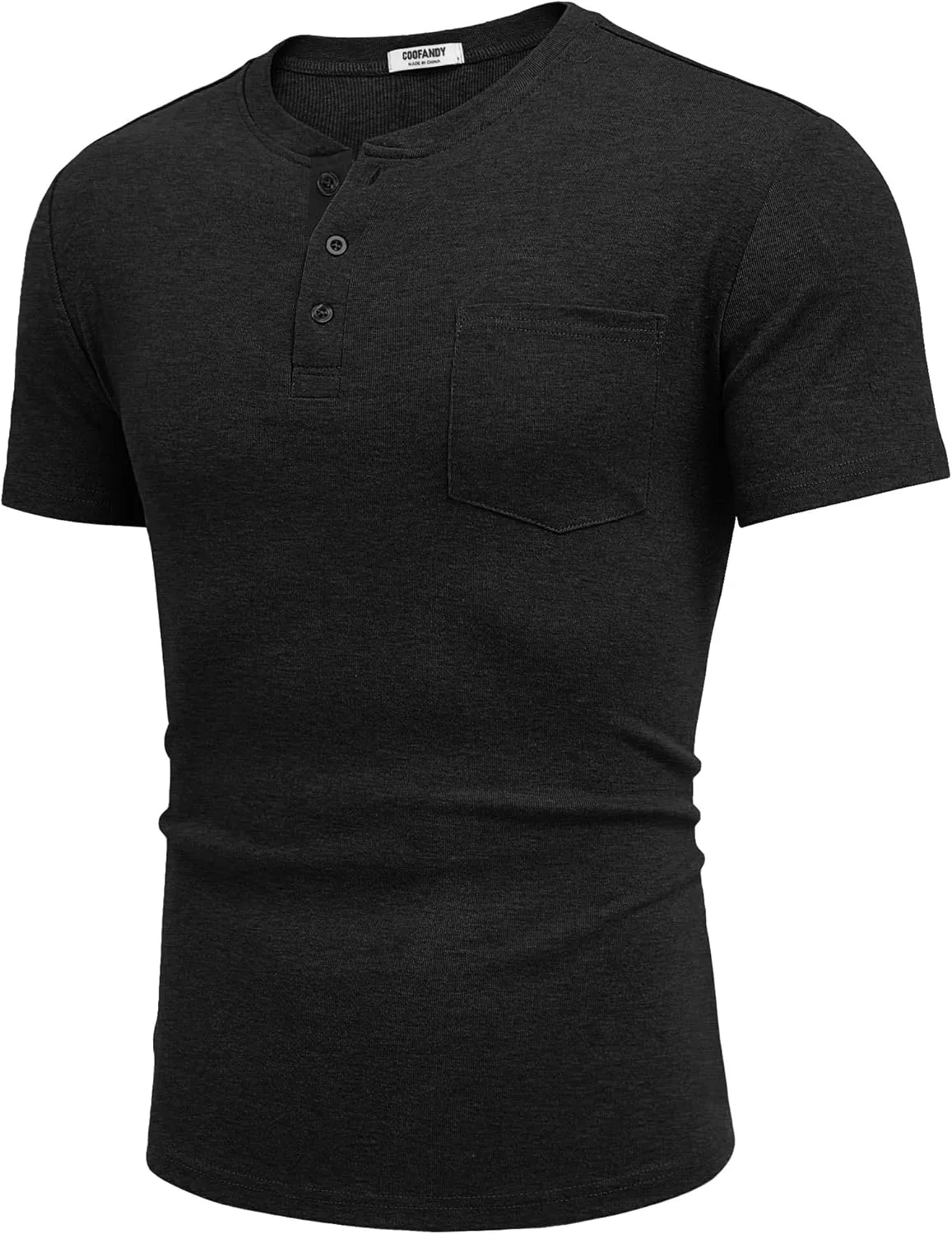 COOFANDY Men Casual Henley Shirt Short Sleeve Summer Basic T Shirt Pocket Soild Button Tee Top