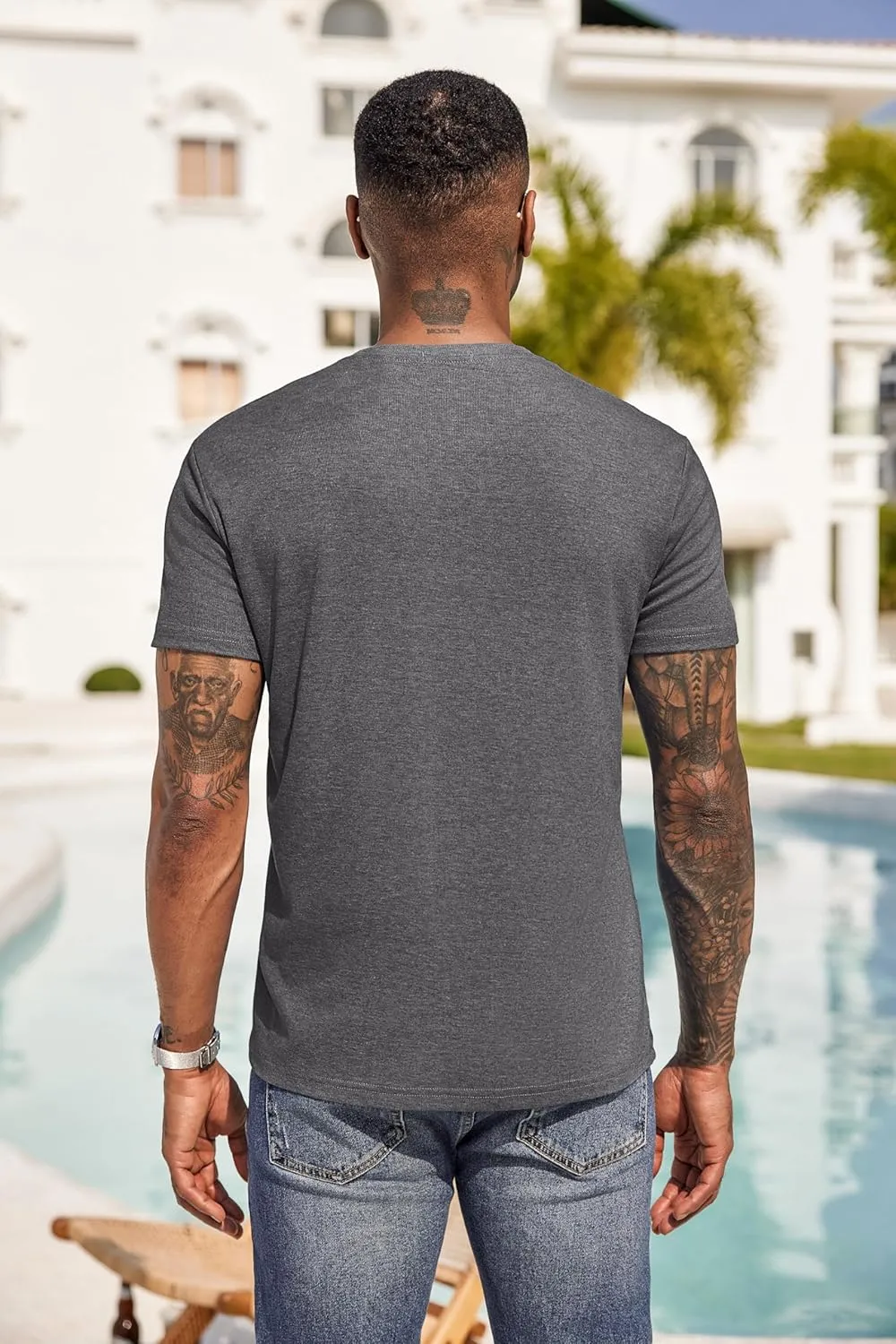 COOFANDY Men Casual Henley Shirt Short Sleeve Summer Basic T Shirt Pocket Soild Button Tee Top