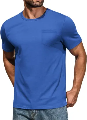 COOFANDY Men's Cotton Pocket Tee Shirts Soft Crew Neck Stretch T Shirt Plain Casual Short Sleeve Summer Basic Tops