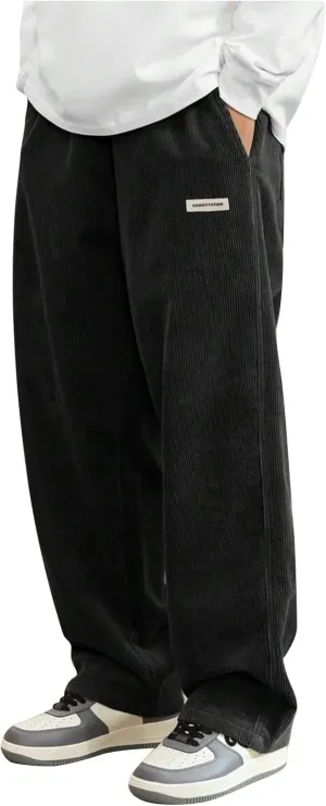 Corduroy Pants for Men Lounge Trendy Trousers Drawstring Slacks Wide Leg Fashion Streetwear