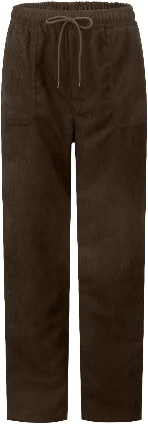 Corduroy Pants for Women High Waisted Drawstring Casual Straight Leg Pants Loose Comfy Lounge Trousers with Pockets