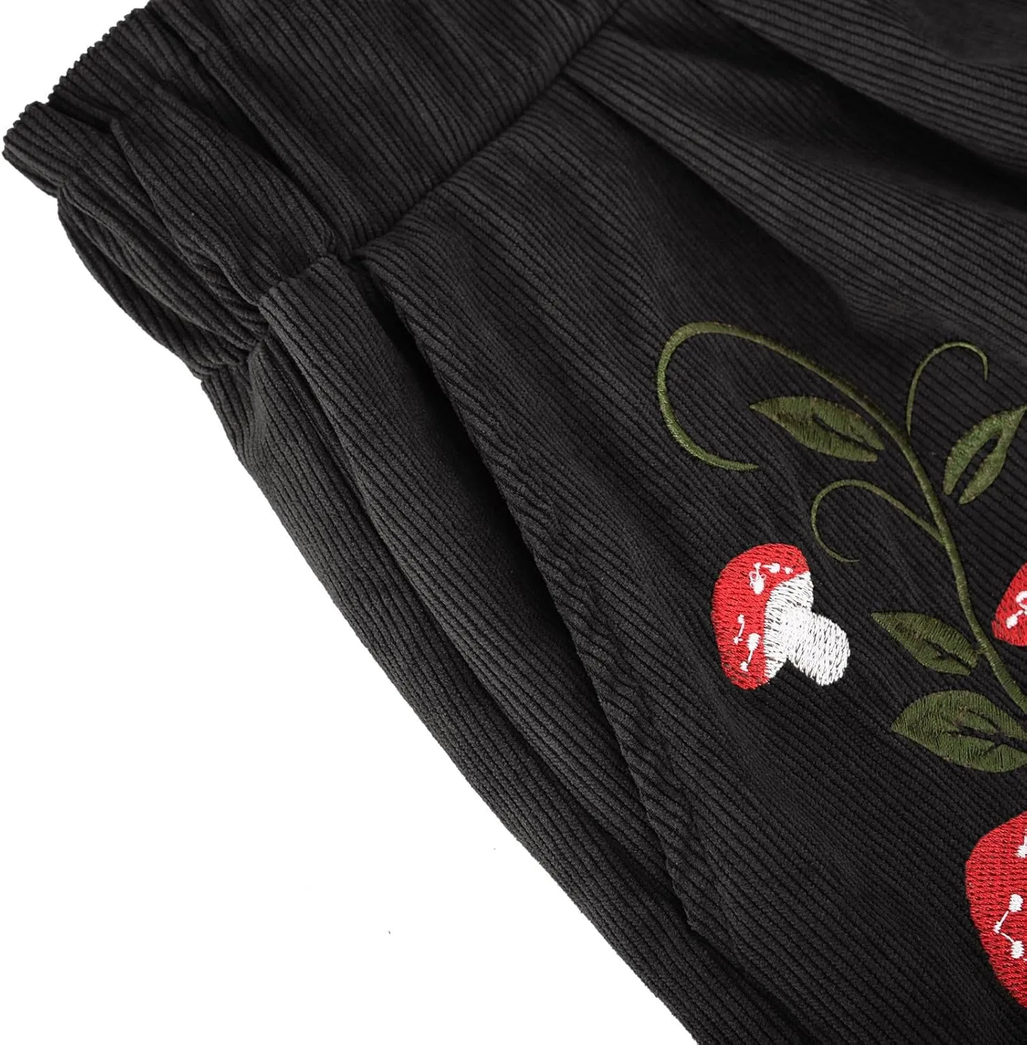 Corduroy Shorts for Women Mushroom Embroidery Lounge Shorts Elastic High Waisted Straight Leg Sweat Shorts