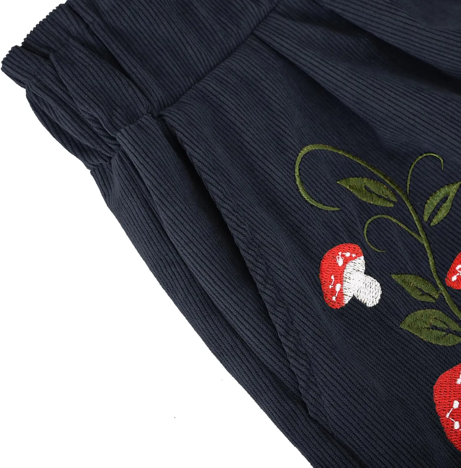 Corduroy Shorts for Women Mushroom Embroidery Lounge Shorts Elastic High Waisted Straight Leg Sweat Shorts