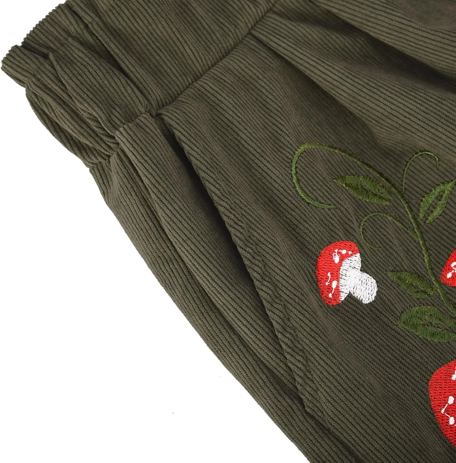 Corduroy Shorts for Women Mushroom Embroidery Lounge Shorts Elastic High Waisted Straight Leg Sweat Shorts