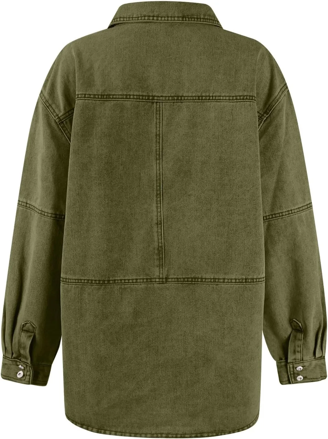 COTECRAM Womens Denim Tops Pullover Trendy Casual V Neck Loose Fit Long Sleeve oversized Jean Shirts Jacket with Pocket