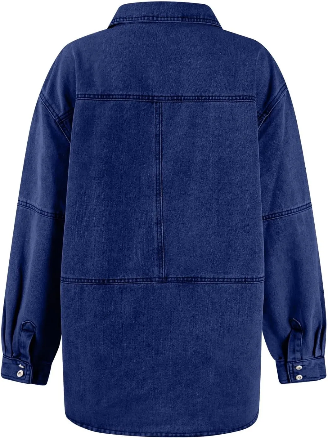 COTECRAM Womens Denim Tops Pullover Trendy Casual V Neck Loose Fit Long Sleeve oversized Jean Shirts Jacket with Pocket