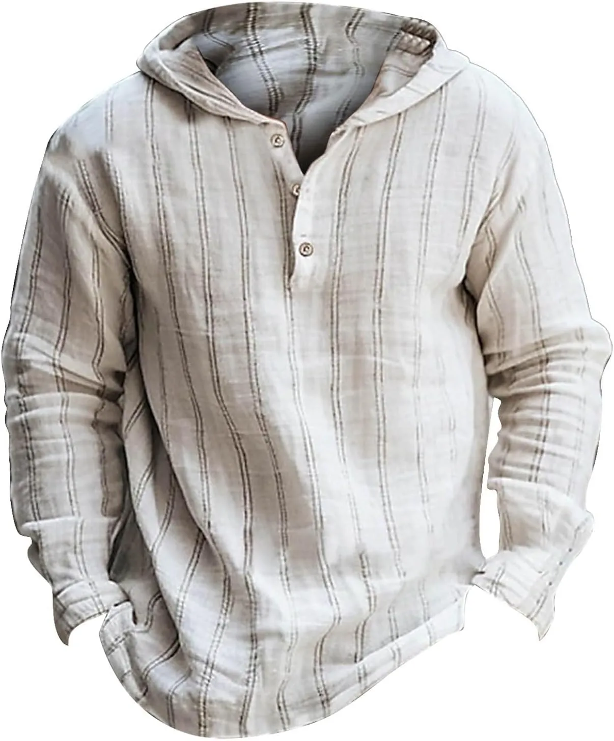 Cotton Linen Hoodies for Men Drawstring Hooded Button Down Beach Hippie Shirts Casual Lightweight Cotton Tee Shirts Tops