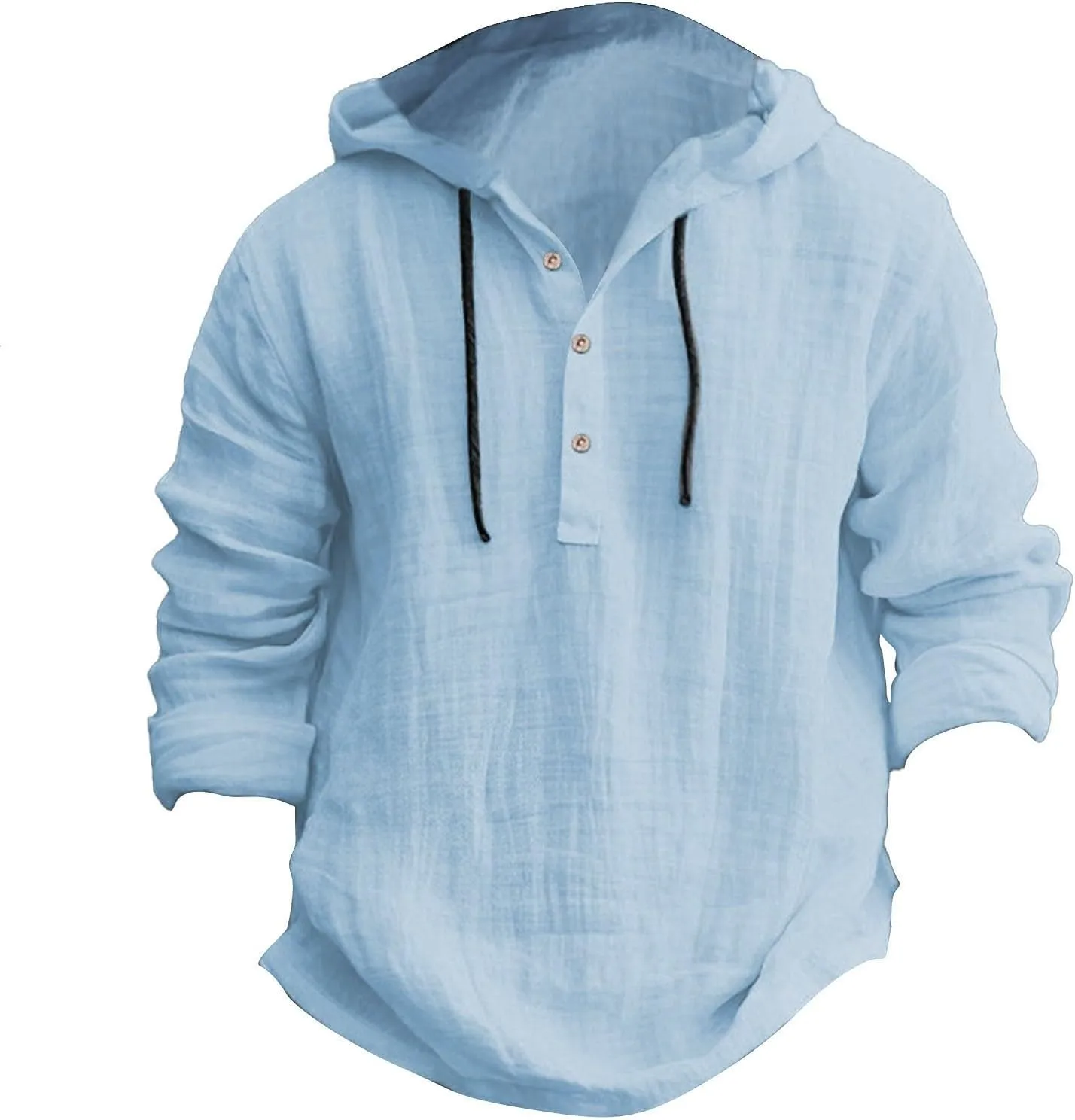 Cotton Linen Shirts for Men Hoodie Tops Casual Lightweight Long Sleeve Henley Beach Shirt Loose Hawaiian Hippie Shirt