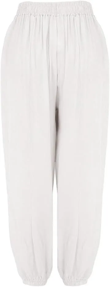 Cotton Yoga Pants for Women Cotton and Linen Long Pants 2025 Flowy Beach Trendy Trousers with Pockets Women's