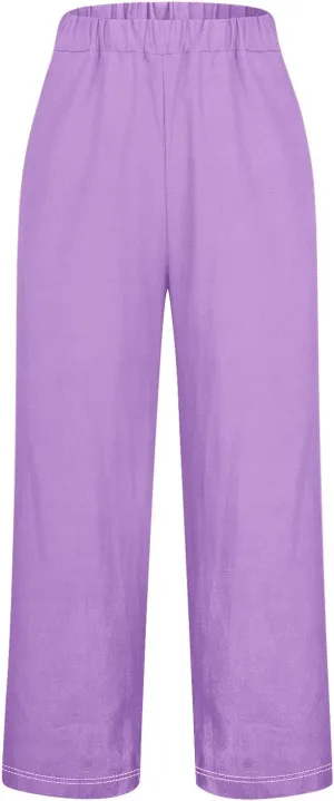 Cotton Yoga Pants for Women Cotton and Linen Long Pants 2025 Flowy Beach Trendy Trousers with Pockets Women's