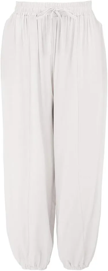 Cotton Yoga Pants for Women Cotton and Linen Long Pants 2025 Flowy Beach Trendy Trousers with Pockets Women's