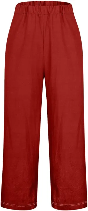 Cotton Yoga Pants for Women Cotton and Linen Long Pants 2025 Flowy Beach Trendy Trousers with Pockets Women's