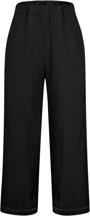 Cotton Yoga Pants for Women Cotton and Linen Long Pants 2025 Flowy Beach Trendy Trousers with Pockets Women's
