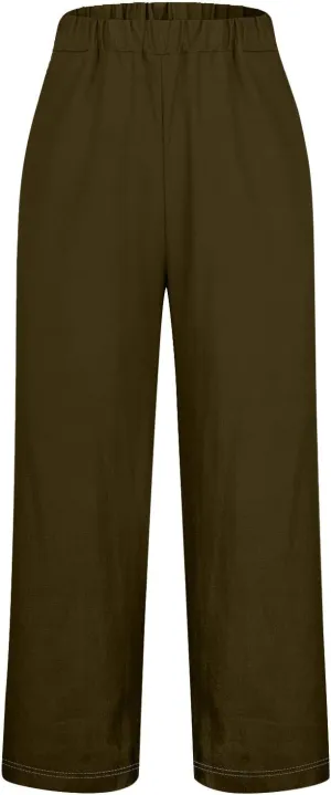 Cotton Yoga Pants for Women Cotton and Linen Long Pants 2025 Flowy Beach Trendy Trousers with Pockets Women's