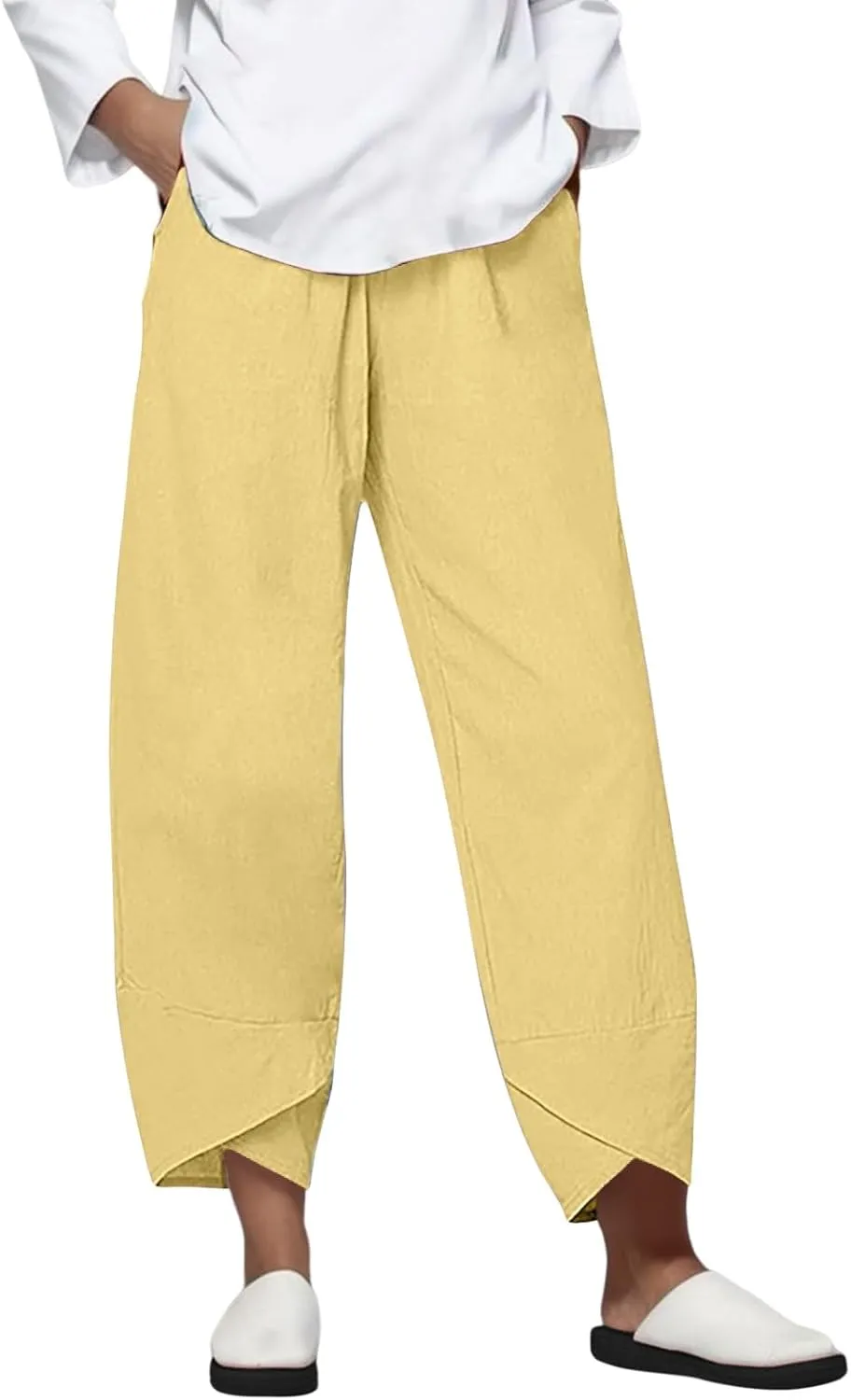 Cotton Yoga Pants for Women Cotton and Linen Long Pants 2025 Flowy Beach Trendy Trousers with Pockets Women's