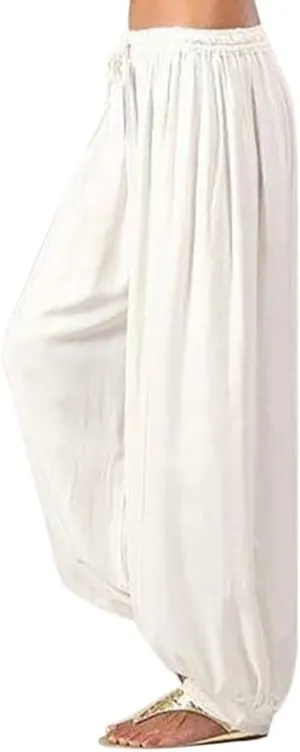 Cotton Yoga Pants for Women Cotton and Linen Long Pants 2025 Flowy Beach Trendy Trousers with Pockets Women's
