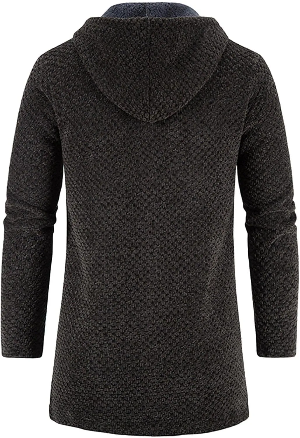 CRNTCEM Mens Long Cardigan Hoodies Winter Fleece Lined Warm Knitted Sweater Coats Full Zipper Open Front Drape Cape Overcoat