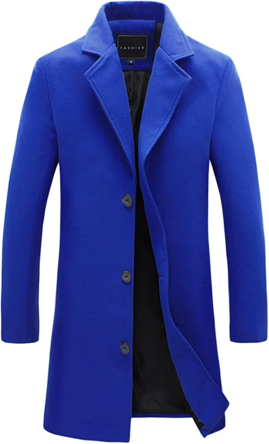 CRNTCEM Men's Wool Blend Trench Coat Single Breasted Notched Lapel Slim Fit Winter Windproof Warm Business Jacket Overcoat