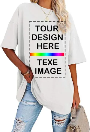 Custom T Shirts for Women Men Design Your Own Shirt Add Text/Image/Logo Graphic Tee Printed Photo Front/Back