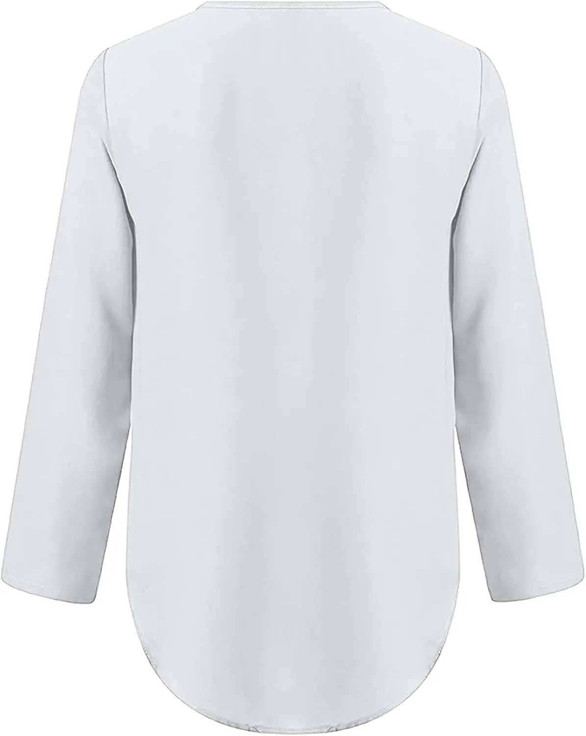 DASAYO Women's V Neck Zip Chiffon Tops Blouses Rolled Long Sleeve Loose Fit Shirts Top Comfy Fashion Casual Blouse Shirt