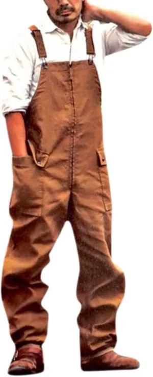 Denim Overalls for Men Big and Tall Wide Legs Jumpsuit with Multiple Pockets Baggy Coveralls Casual Fashion Rompers