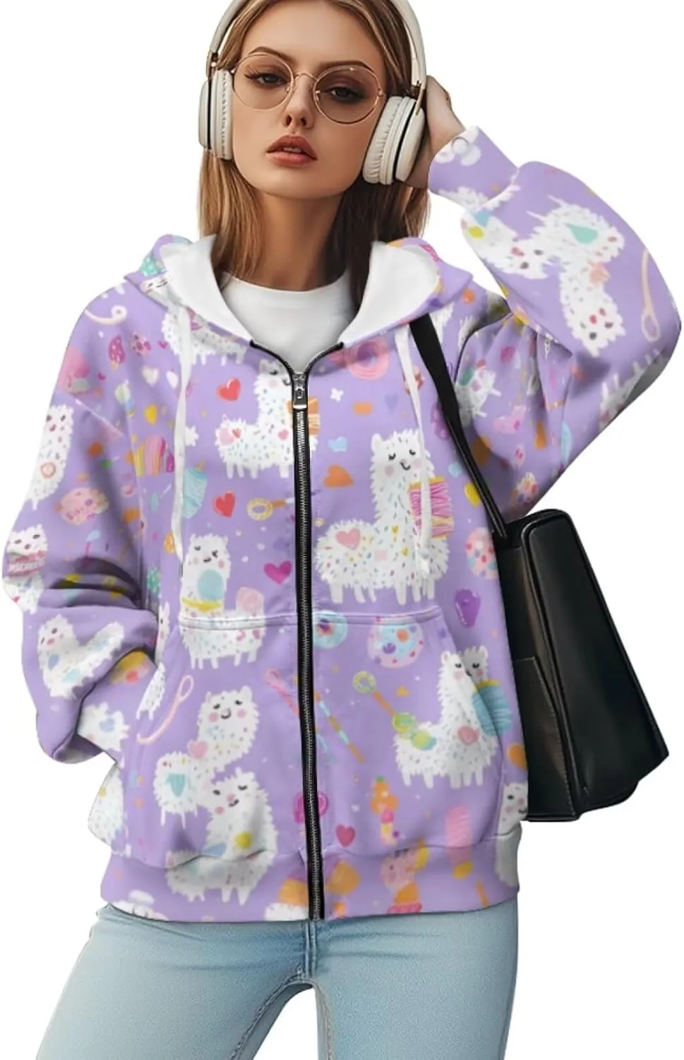 DISNIMO Cute Zip Up Hoodies for Women Y2K Jacket Graphic Sweatshirt Size XS-XL