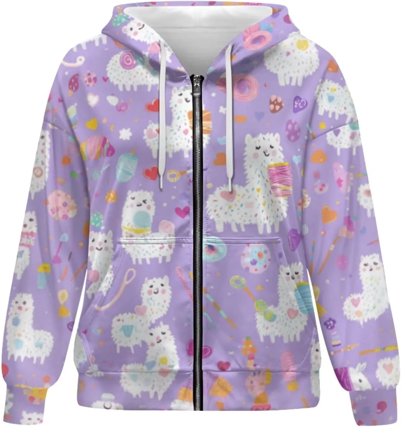DISNIMO Cute Zip Up Hoodies for Women Y2K Jacket Graphic Sweatshirt Size XS-XL