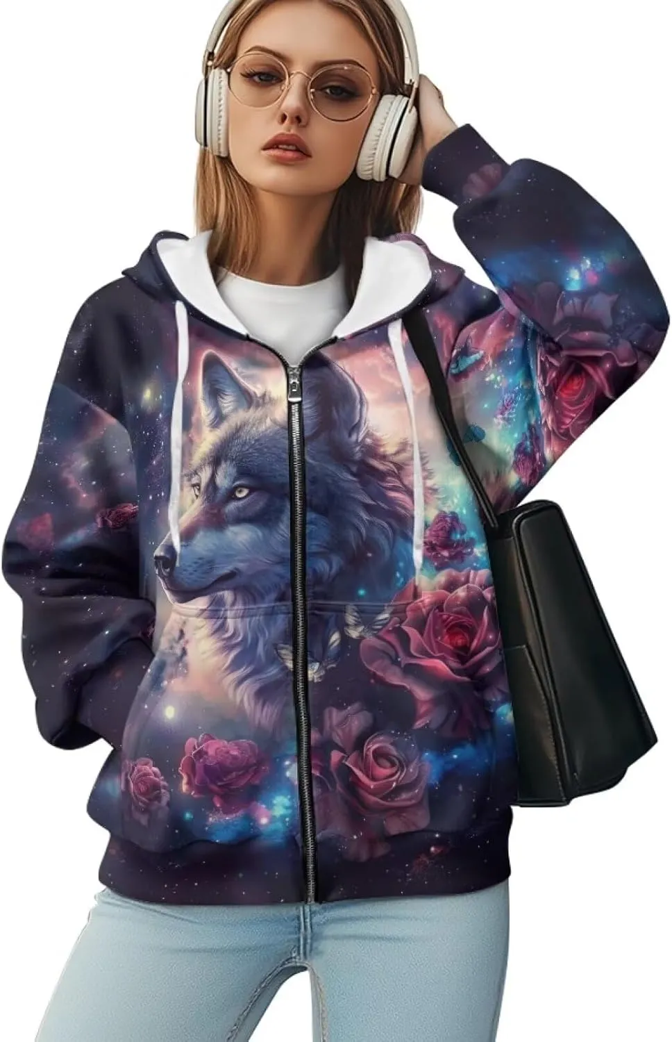 DISNIMO Cute Zip Up Hoodies for Women Y2K Jacket Graphic Sweatshirt Size XS-XL