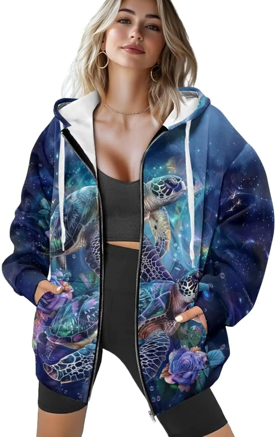 DISNIMO Cute Zip Up Hoodies for Women Y2K Jacket Graphic Sweatshirt Size XS-XL