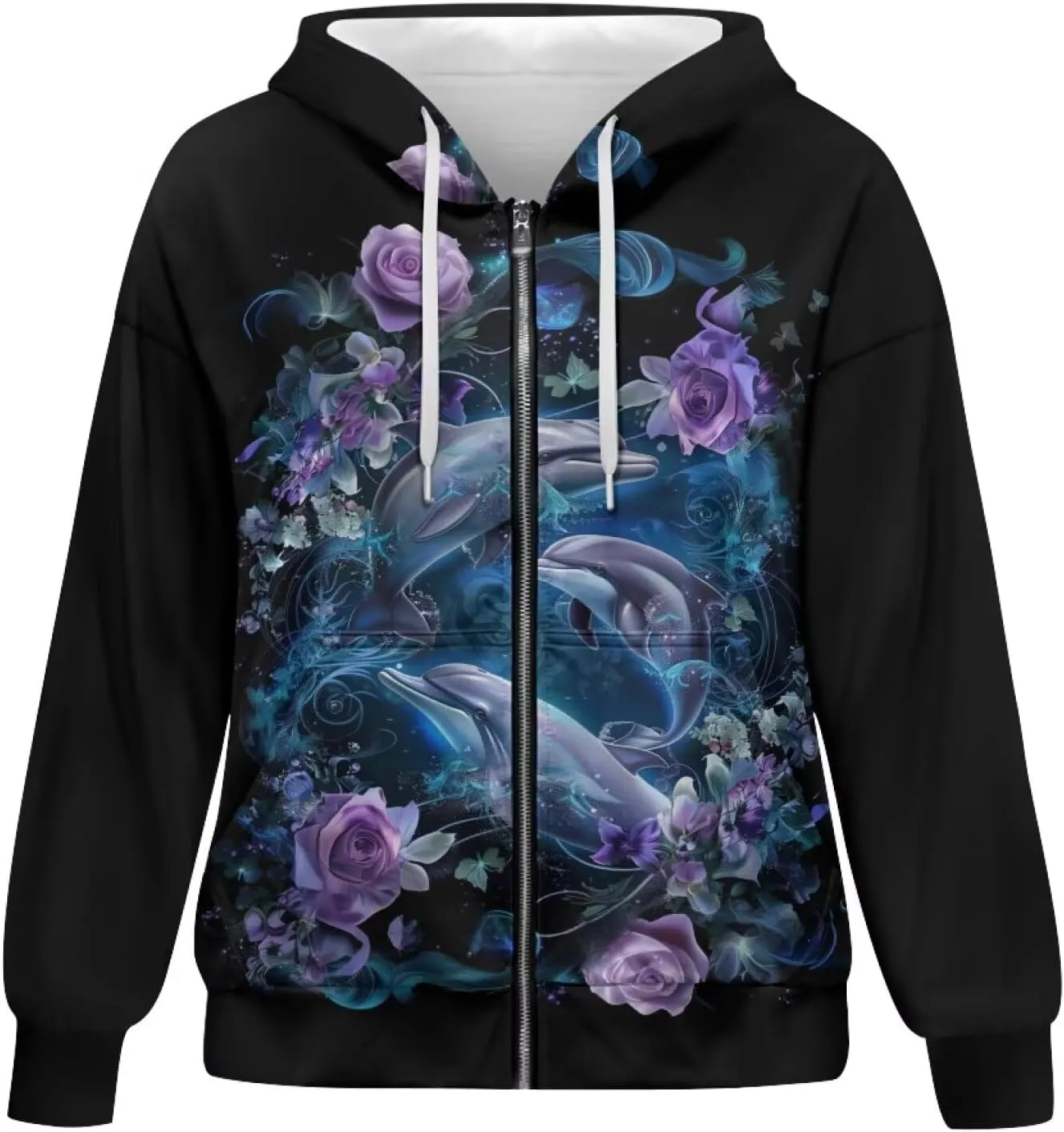DISNIMO Cute Zip Up Hoodies for Women Y2K Jacket Graphic Sweatshirt Size XS-XL