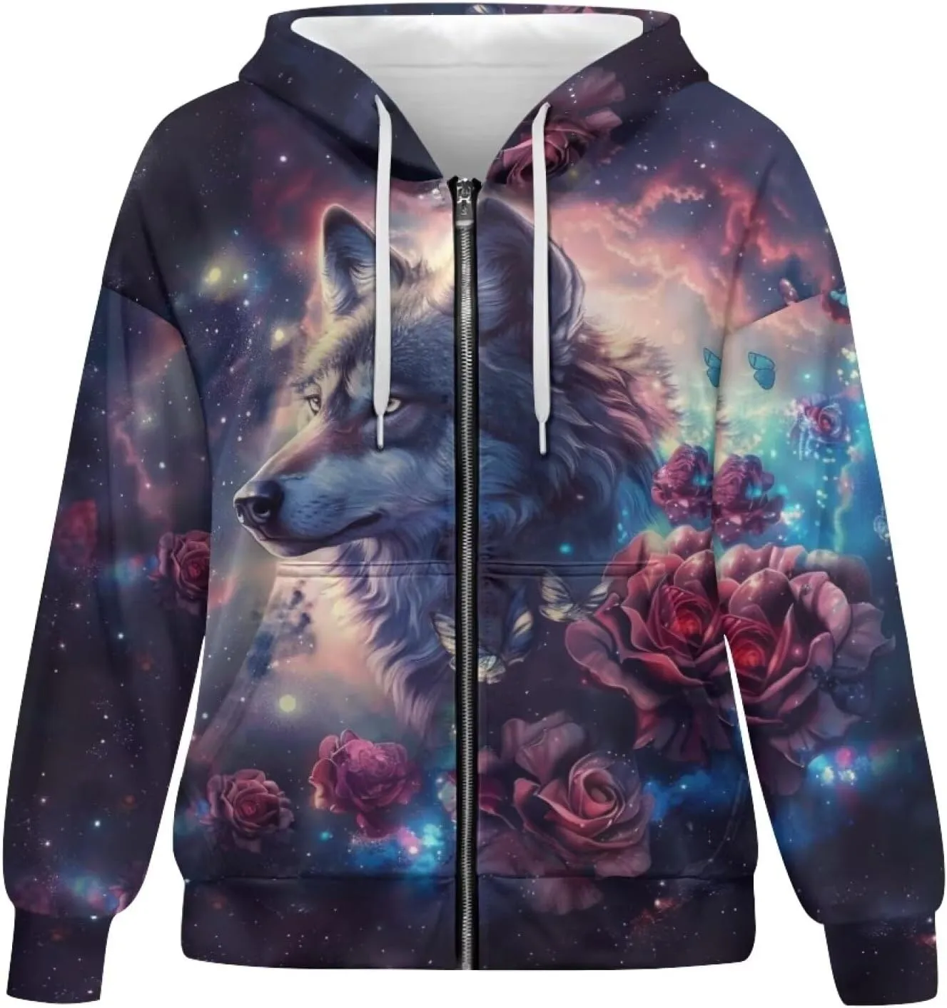 DISNIMO Cute Zip Up Hoodies for Women Y2K Jacket Graphic Sweatshirt Size XS-XL
