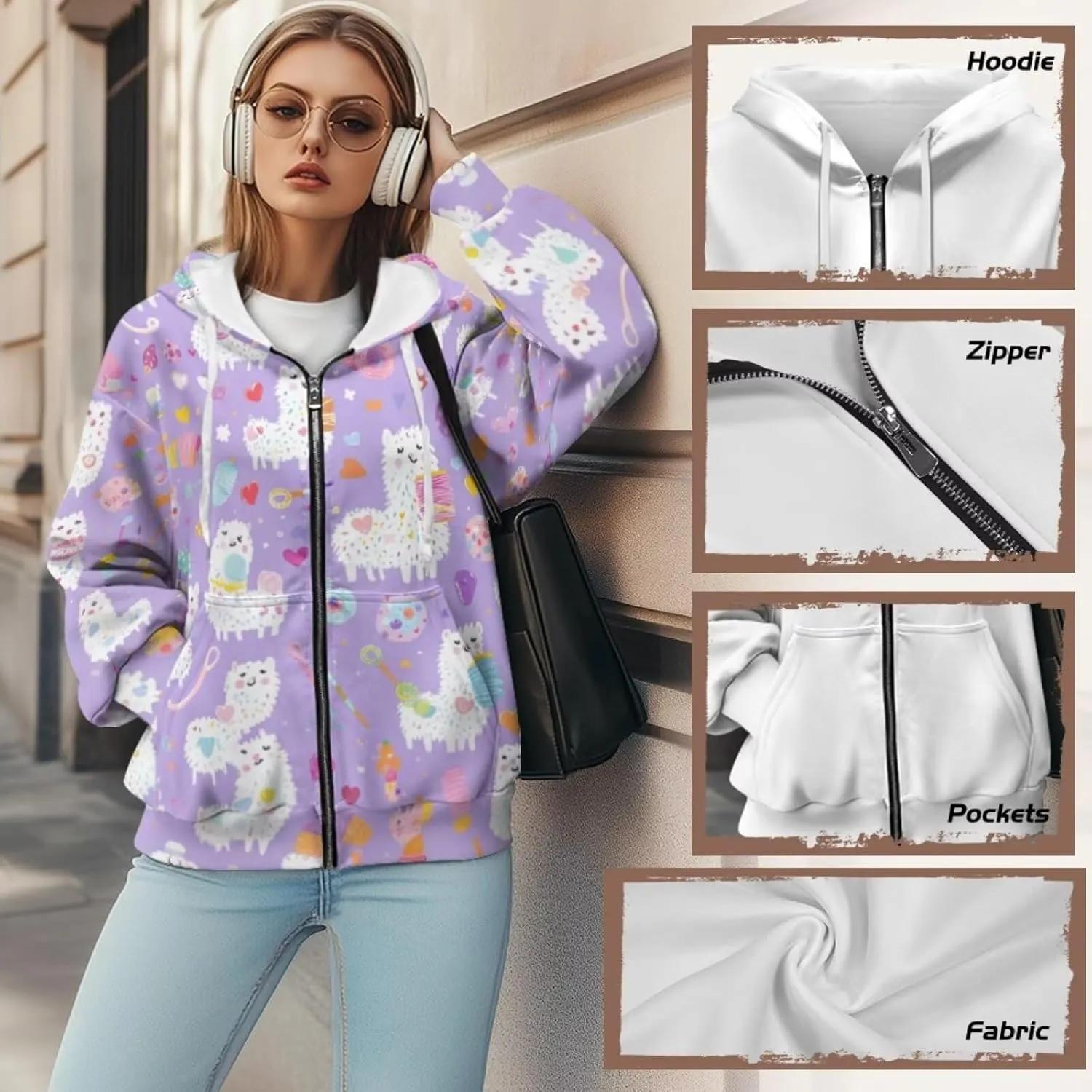 DISNIMO Cute Zip Up Hoodies for Women Y2K Jacket Graphic Sweatshirt Size XS-XL