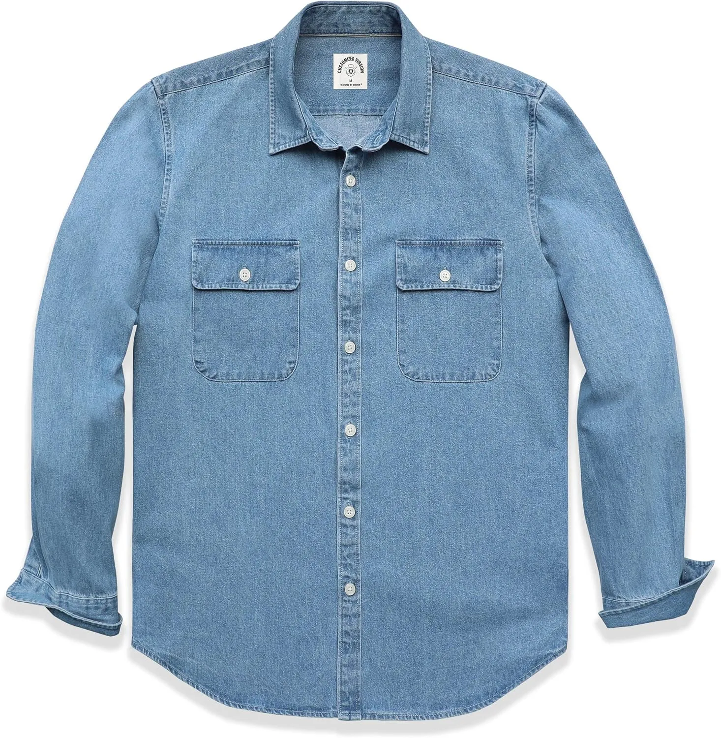 Dubinik® Denim Shirt Men Mens Denim Shirts Long Sleeve Mens Denim Button Down Shirt Cotton Regular Fit Casual Work Shirts