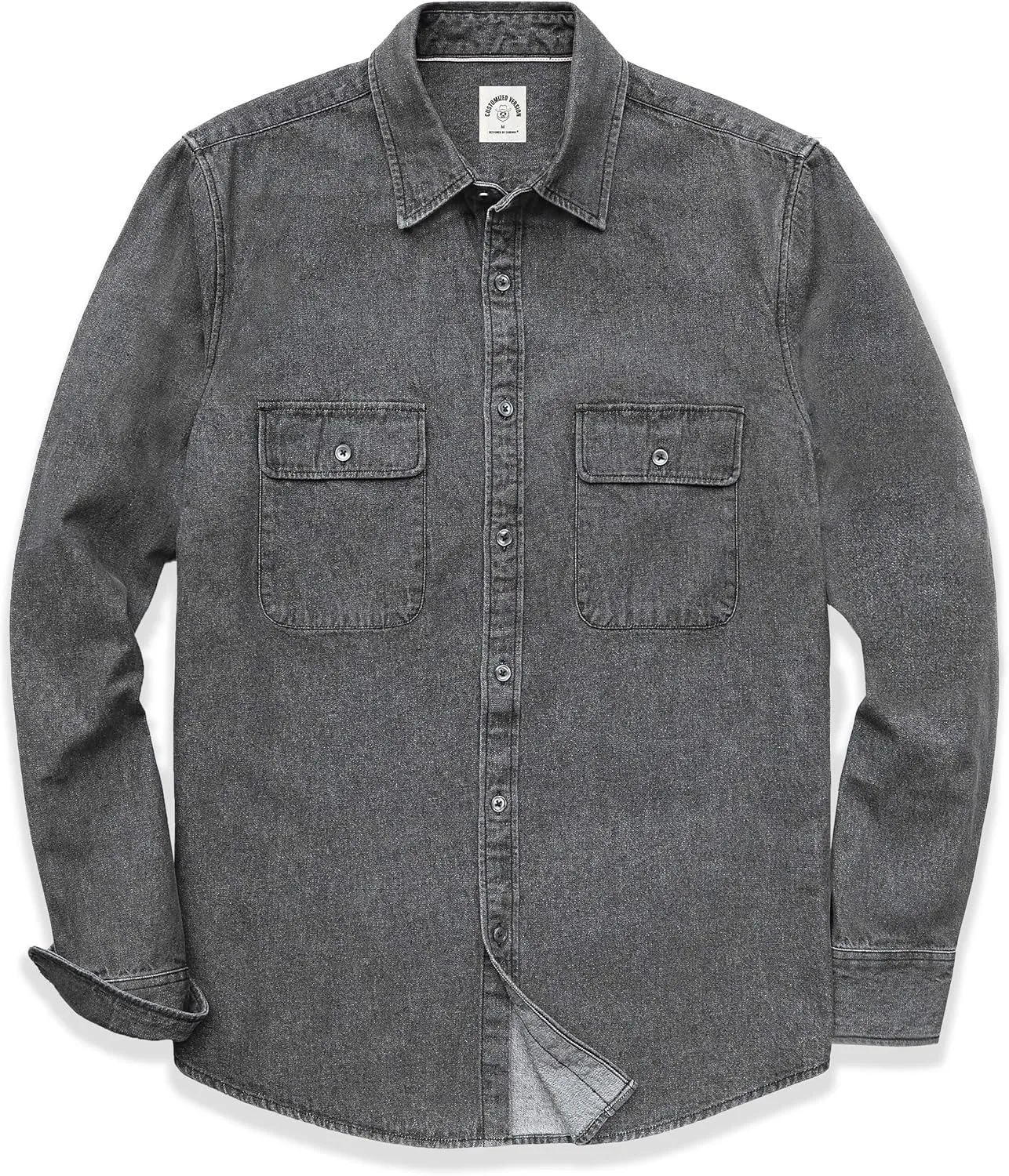 Dubinik® Denim Shirt Men Mens Denim Shirts Long Sleeve Mens Denim Button Down Shirt Cotton Regular Fit Casual Work Shirts
